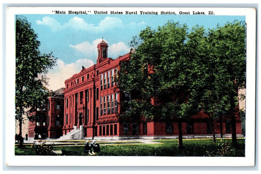 Main Hospital United States Naval Training Station Great Lakes IL Postcard