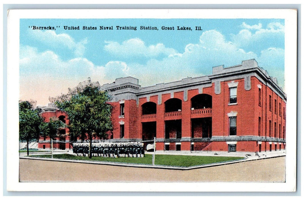 Barracks United States Naval Training Station Great Lakes Illinois IL Postcard