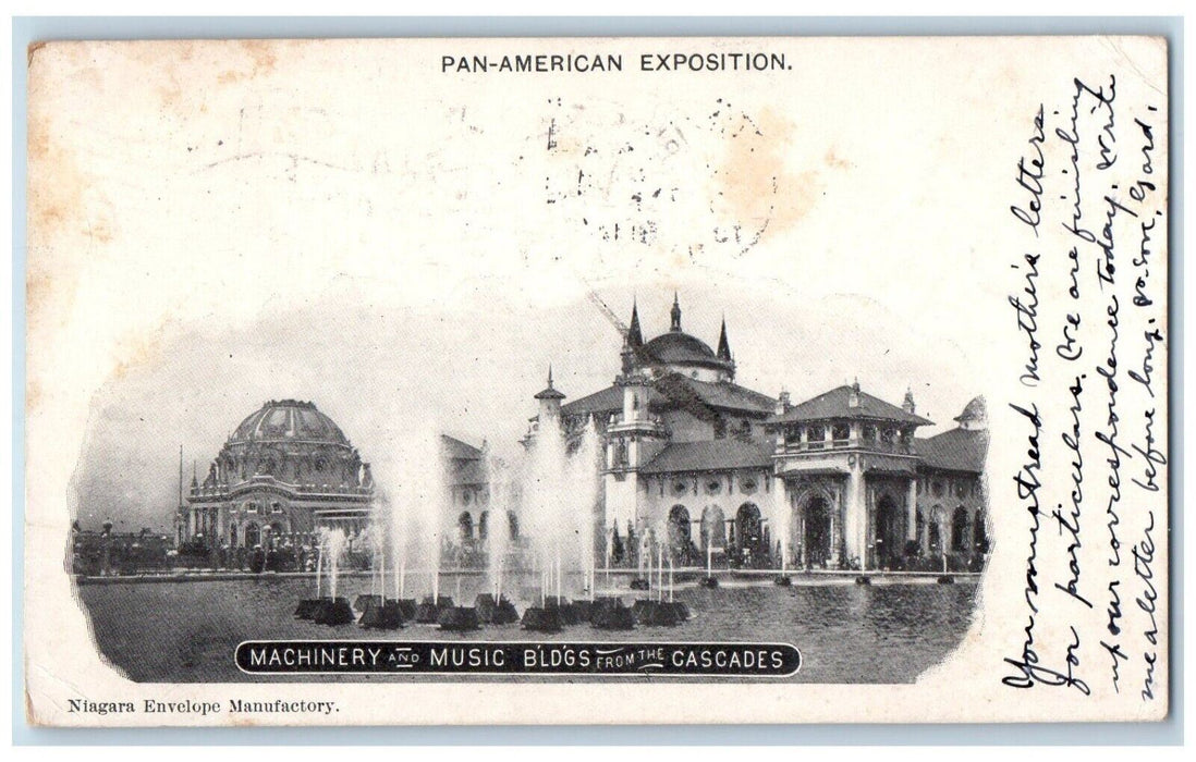 Machinery And Music Bldgs From The Cascades Pan American Expo Station C Postcard