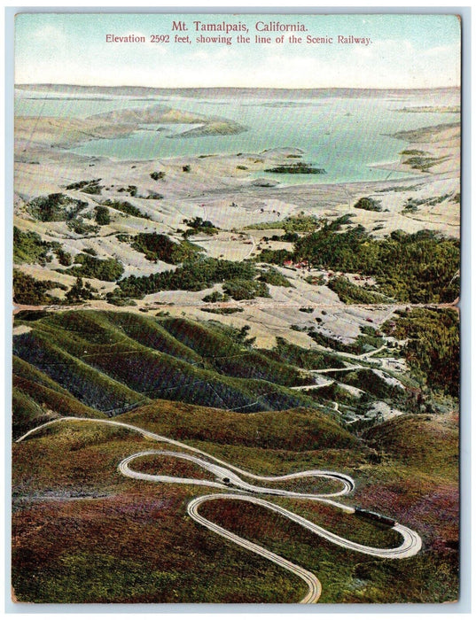 1916 View Of Mt. Tamalpais California Showing Scenic Railway Malpais CA Postcard