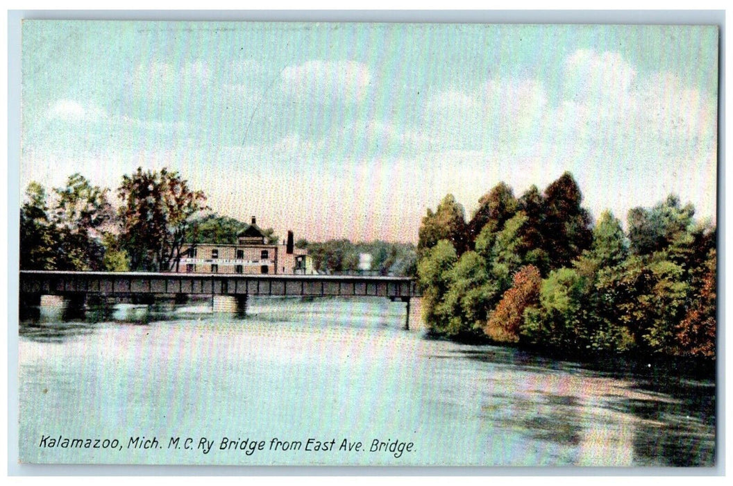 c1910 M.C. Railway Bridge from East Ave. Bridge Kalamazoo MI Postcard
