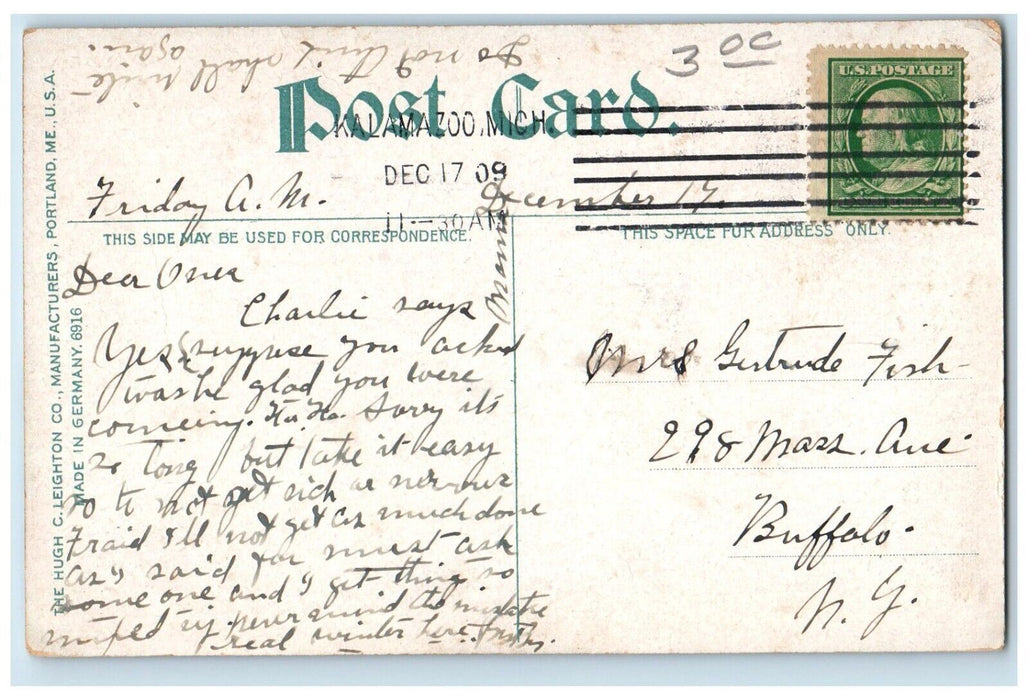 1909 St. Lukes Church Entrance Kalamazoo Michigan MI Antique Postcard