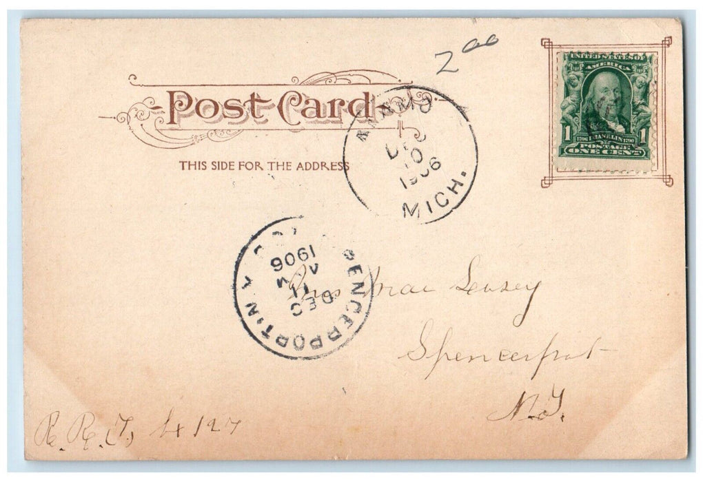 1906 Kalamazoo College Kalamazoo Michigan MI Spencerport NY Alamo MI Postcard