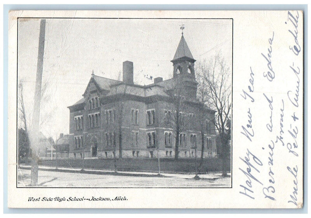 1907 West Side High School Jackson Michigan MI Napoleon MI Antique Postcard
