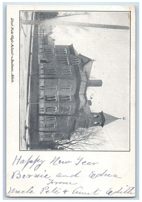 1907 West Side High School Jackson Michigan MI Napoleon MI Antique Postcard