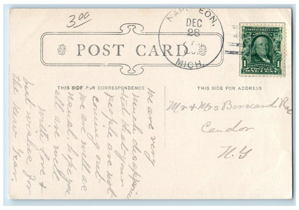 1907 West Side High School Jackson Michigan MI Napoleon MI Antique Postcard