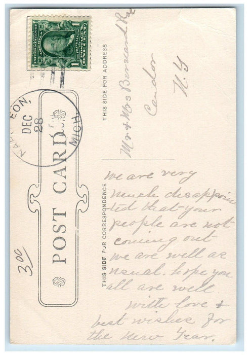 1907 West Side High School Jackson Michigan MI Napoleon MI Antique Postcard