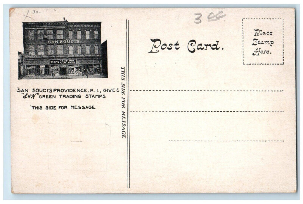 c1910's Union Station Trolley Providence Rhode Island RI Advertising Postcard