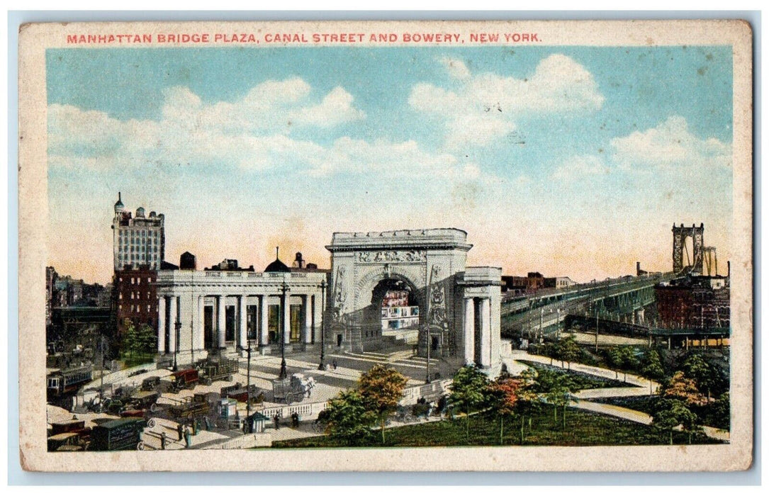 Manhattan Bridge Plaza Canal Street Bowery NY Advertising Rock Island ILPostcard
