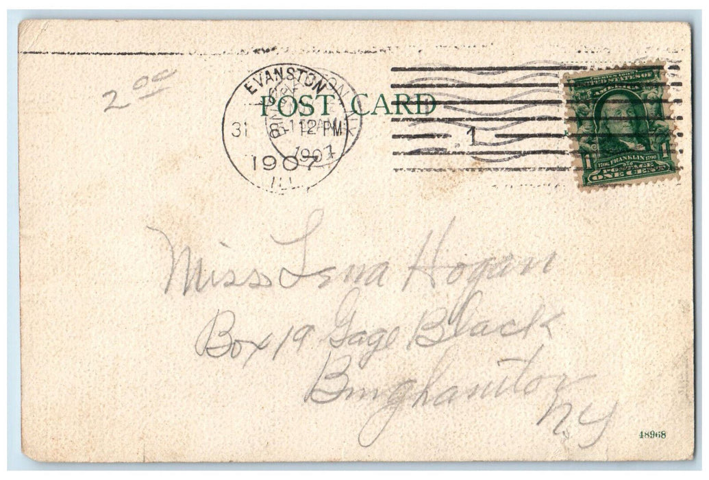 1907 City Hall Building Exterior Scene Evanston Illinois IL Antique Postcard