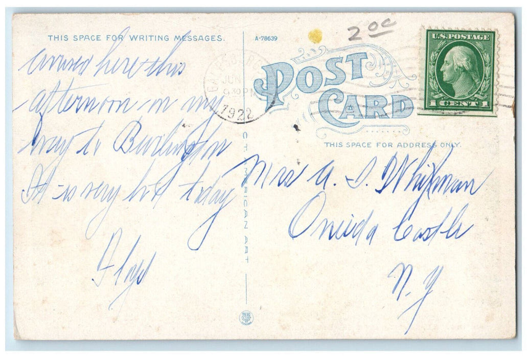 1922 Whiting Hall Knox College Building Garden Galesburg Illinois IL Postcard