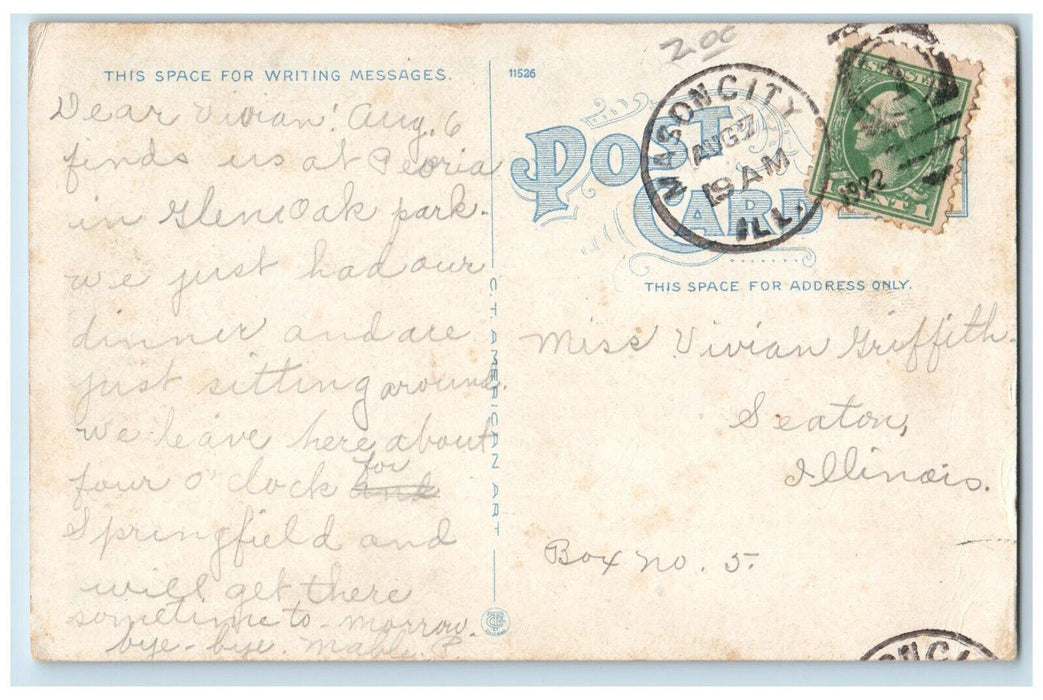 1922 Central Church Cars Street View Galesburg Mason City Illinois IL Postcard