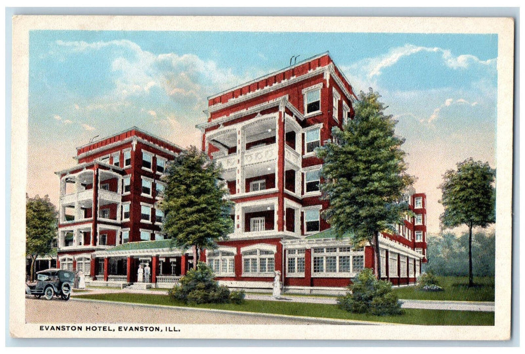 Evanston Hotel Building Front View Evanston Illinois IL Antique Postcard
