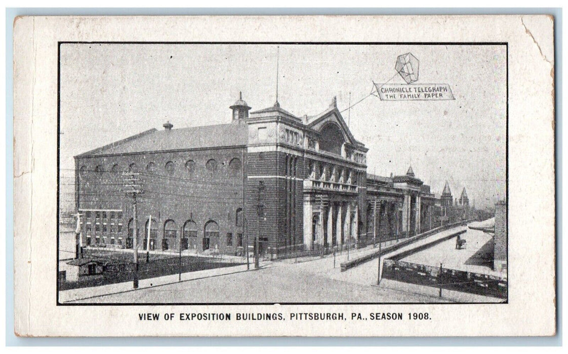 View Of Exposition Buildings Pittsburgh PA, Chronicle Telegraph Kite Postcard