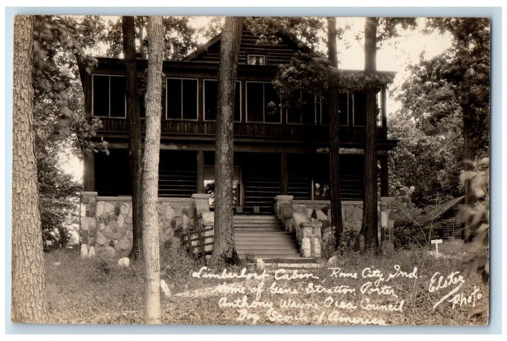 c1930s Limberlost Cabin View Rome City Elster Indiana IN RPPC Photo Postcard
