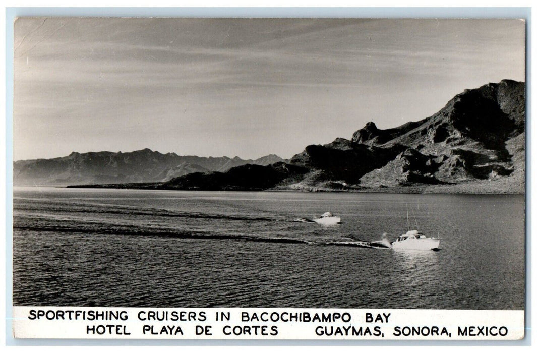 c1950's Sportfishing Bacochibampo Bay Guaymas Sonora Mexico RPPC Photo Postcard