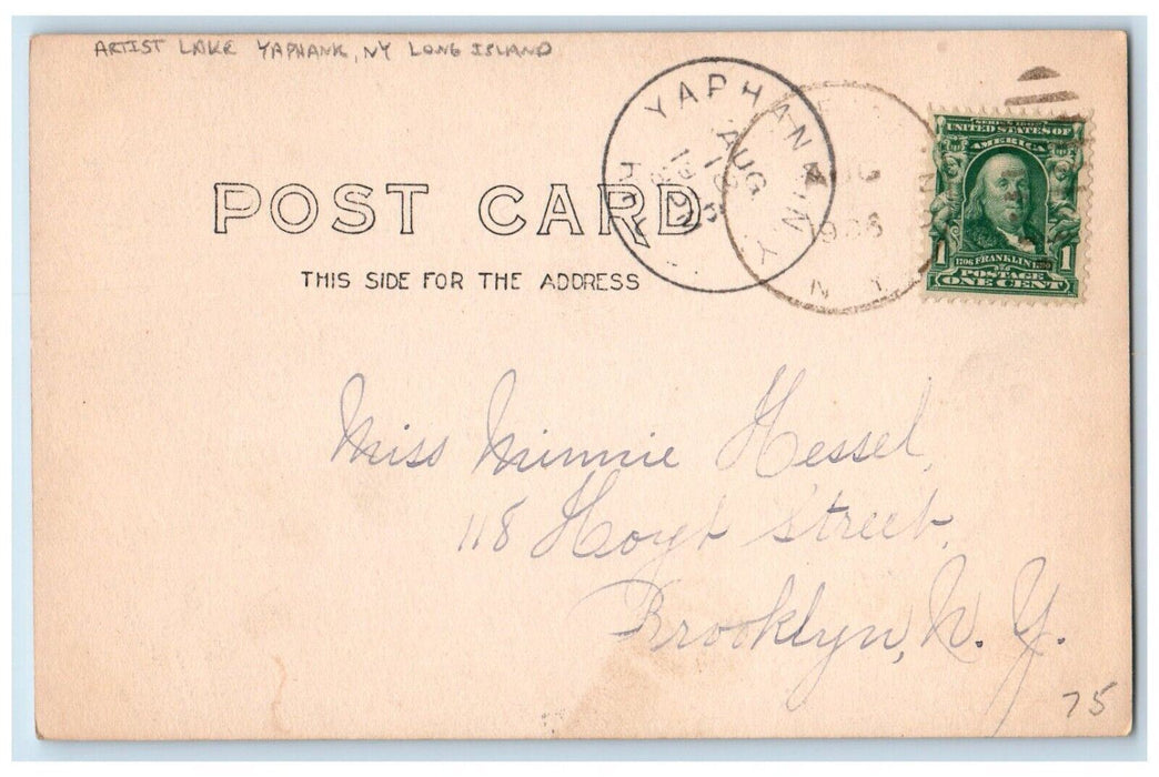 1906 Artist Lake Row Boat View Yaphank Long Island New York RPPC Photo Postcard