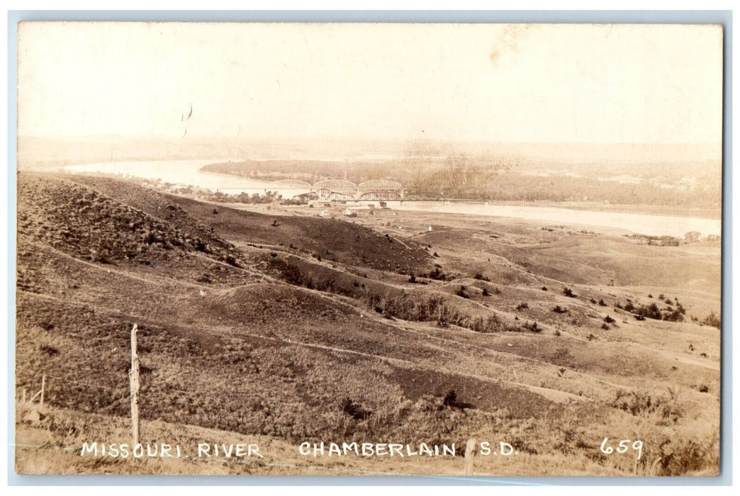 c1925 Missouri River View Of Chamberlain South Dakota SD RPPC Photo Postcard