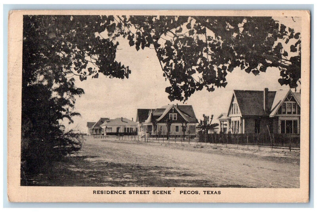 c1930's Residence Street Houses Dirt Road Pecos Texas TX Vintage Postcard