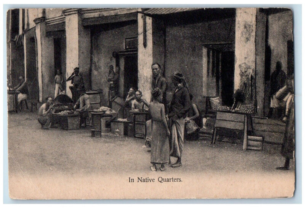 c1905 In Native Quarters Vendors Hong Kong China Posted Antique Postcard