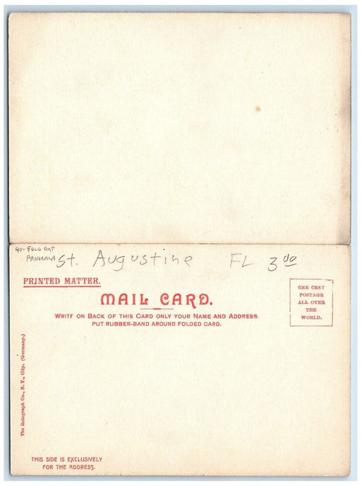 c1905 Fort Marion St. Augustine Florida FL Panorama Fold Out Antique Postcard