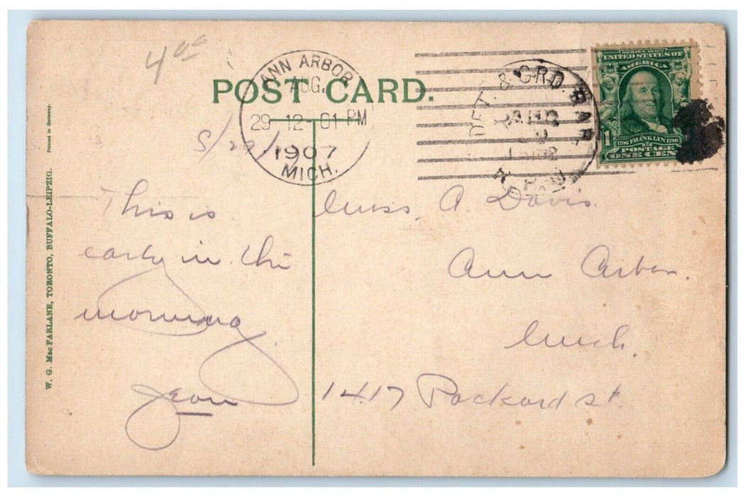 1907 Railway Business Section LH Field Co. Main Street Jackson MI RPO Postcard