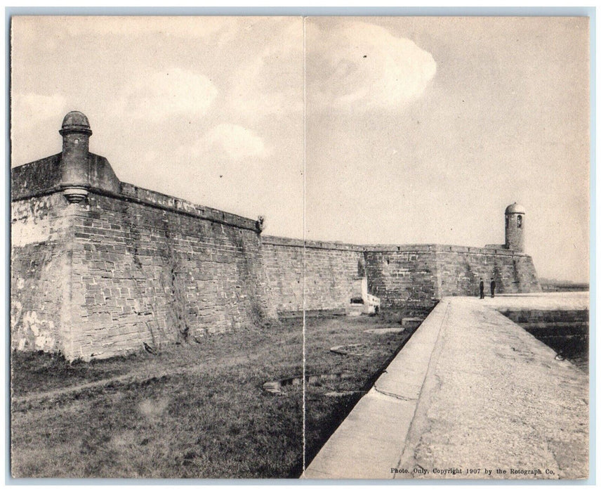 c1905 St. Augustine Florida FL, Fort Marion Panorama Fold Out Rotograph Postcard
