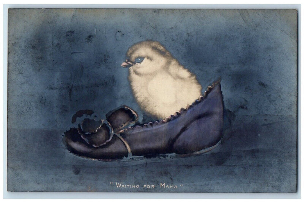 1911 Easter Chicks In Shoes Waiting For Mama Rotograph RPPC Photo Postcard