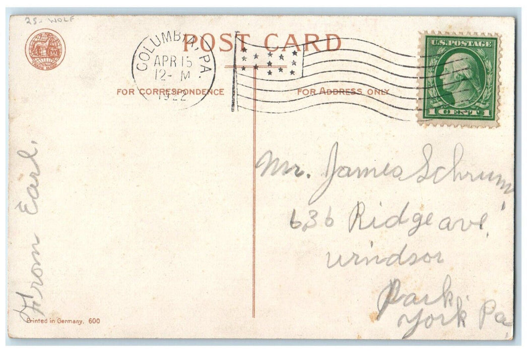 1922 Easter Girl Pushing Cart Flowers Ellen Clapsaddle Wolf Columbia PA Postcard