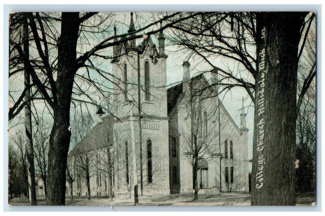 c1910 College church Hillsdale Michigan MI Antique Unposted Photoette Postcard