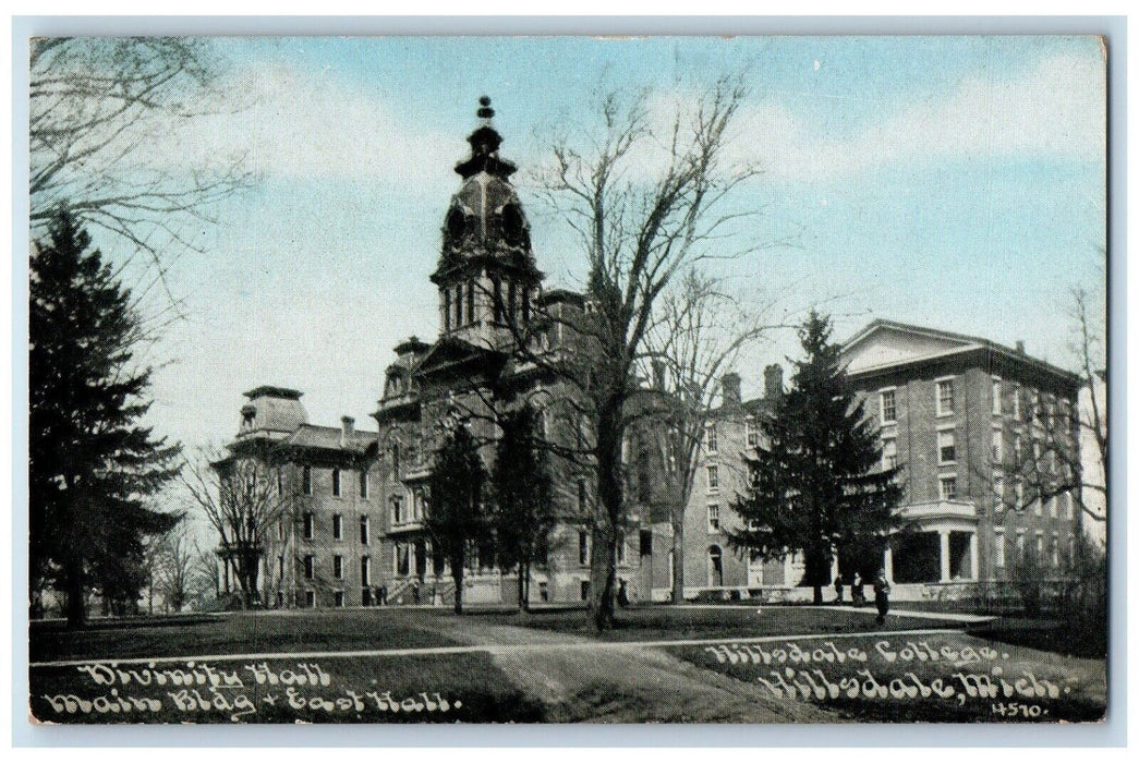c1910 Divinity Hall Main Bldg. East Hall Hillsdale College MI Postcard