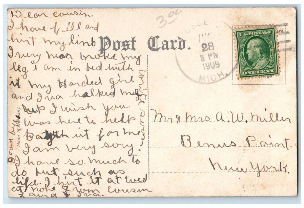 1909 Court House and Jail Hillsdale College MI Antique Posted Postcard