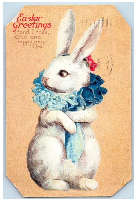 1920 Easter Greetings Bunny Rabbit Clapsaddle Embossed Safe Harbor PA Postcard