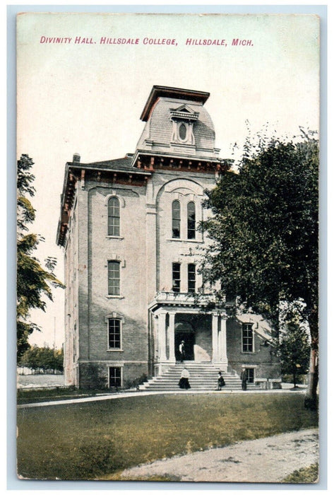c1910 Divinity Hall Hillsdale College Hillsdale Michigan MI Antique Postcard