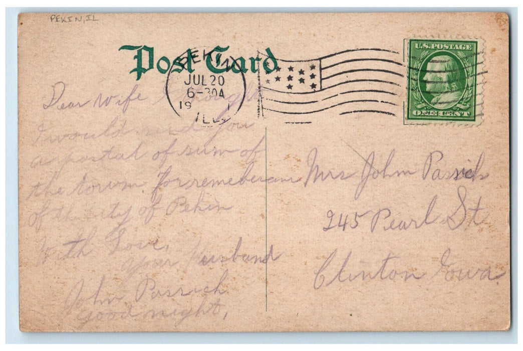 1911 View Of Tazewell Hotel Block Building Pekin Illinois IL Antique Postcard
