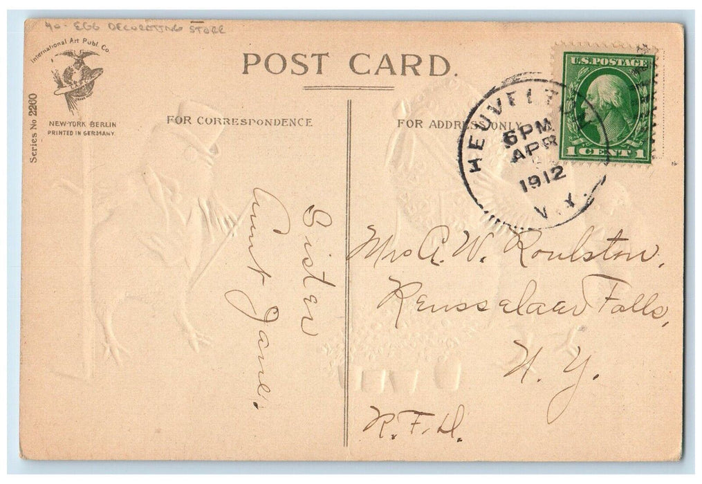 1912 Easter Anthropomorphic Chick Egg Decorating Store Clapsaddle Postcard