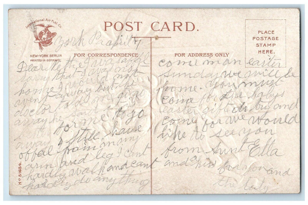 c1910's Easter Flowers In The Box Ribbon Ellen Clapsaddle Artist Signed Postcard