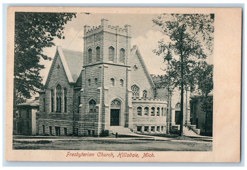 1909 Presbyterian Church Hillsdale Michigan MI Antique Posted Postcard