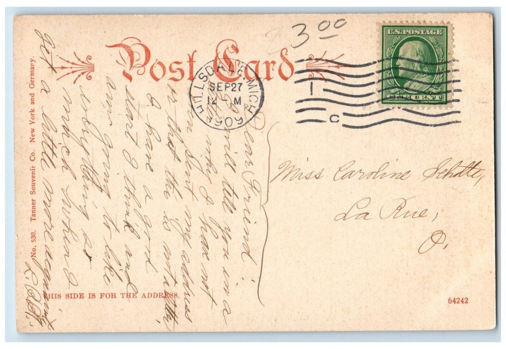 1909 Presbyterian Church Hillsdale Michigan MI Antique Posted Postcard