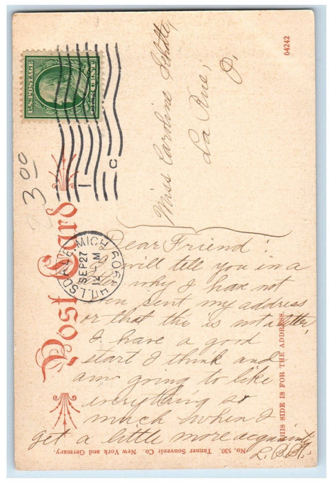 1909 Presbyterian Church Hillsdale Michigan MI Antique Posted Postcard