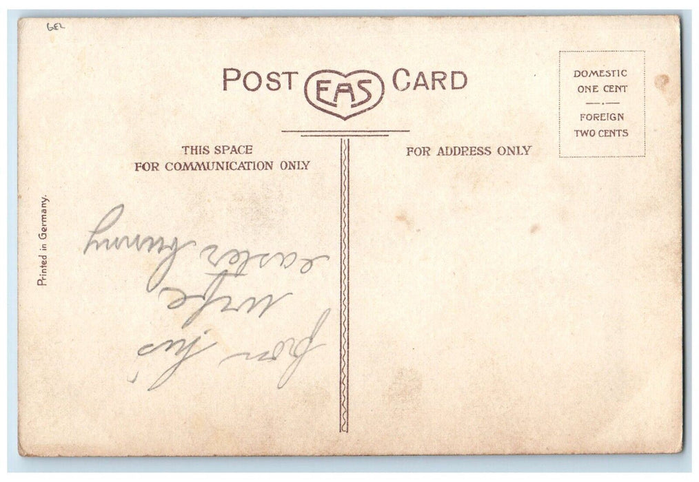 c1910's Happy Easter Flowers And Eggs In Basket EAS Gel Posted Antique Postcard
