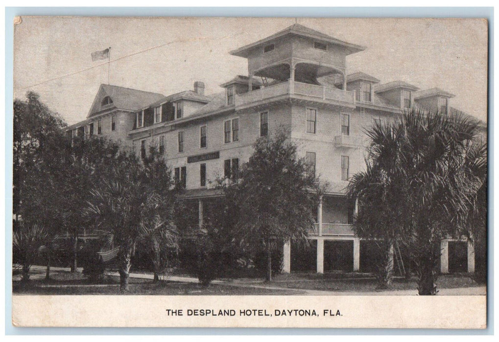 The Despland Hotel Building Exterior Scene Daytona Florida FL Antique Postcard