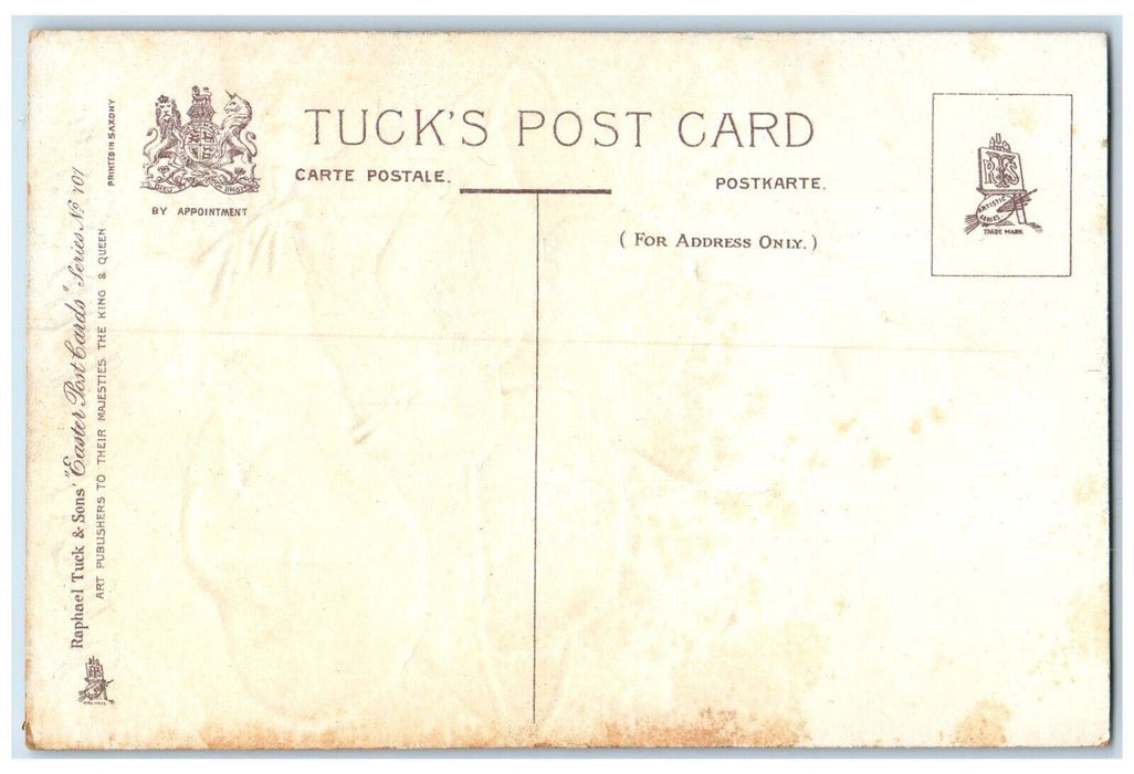 c1910's Happy Easter Chicks Hatched Egg Bowl Embossed Tuck's Antique Postcard