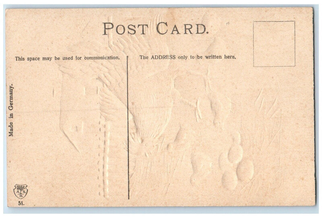Easter Greeting Chicken Hen Chicks Eggs Embossed Unposted Antique Postcard