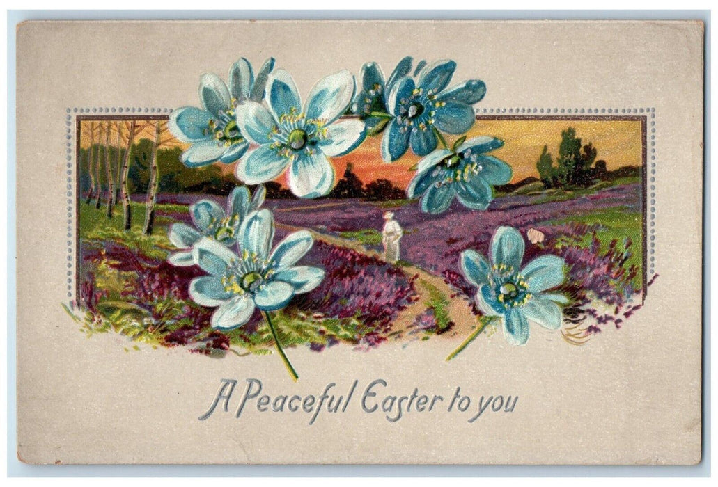 c1910's Easter Flowers Farm Farmer Embossed Tuck's Posted Antique Postcard