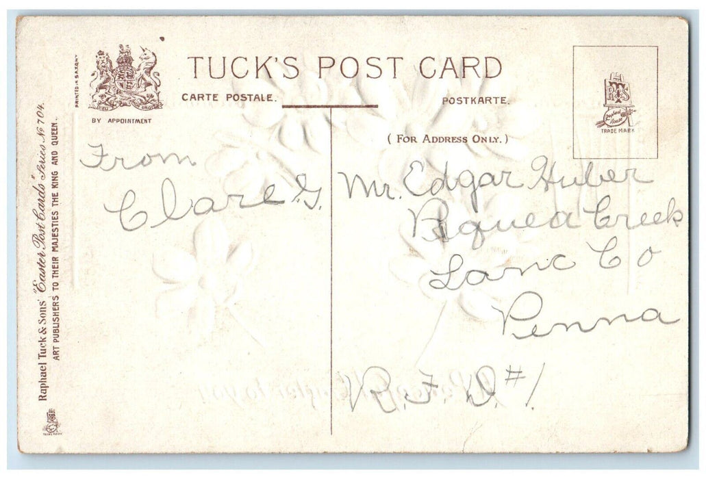 c1910's Easter Flowers Farm Farmer Embossed Tuck's Posted Antique Postcard