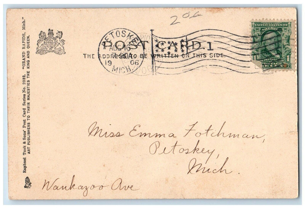 1906 Ryerson Public Library Grand Rapids MI Petosky MI Tuck Art Postcard