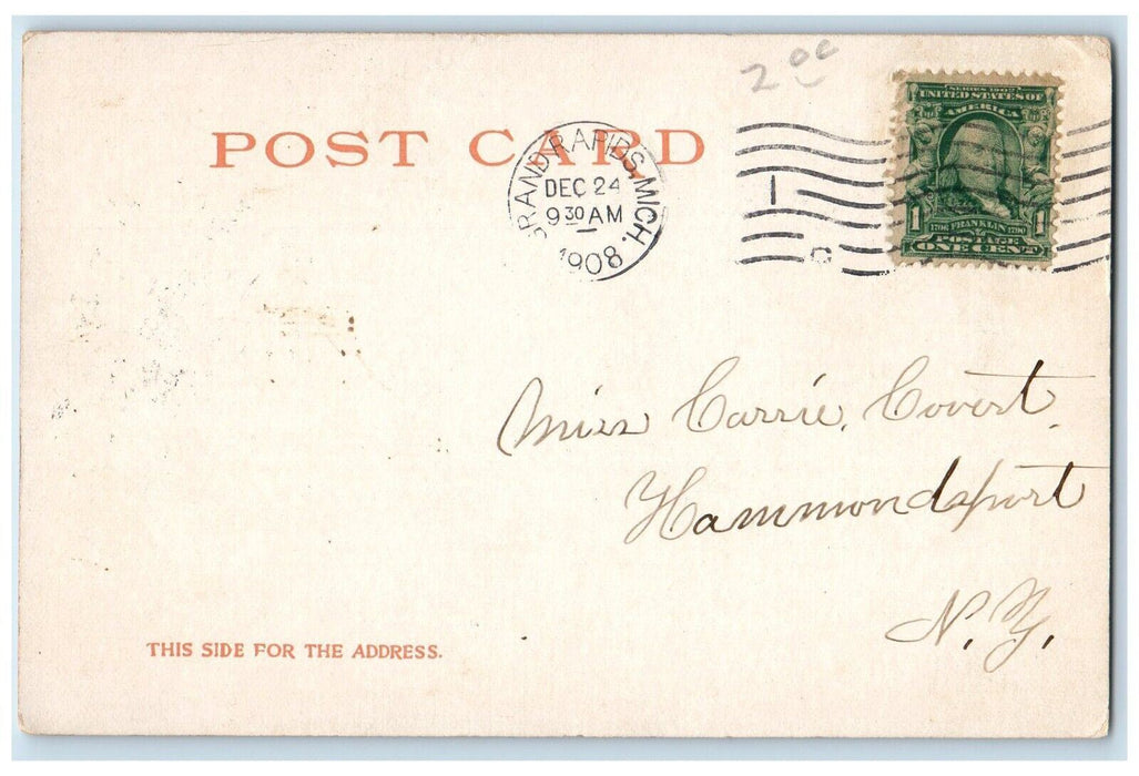 1908 Ryerson Public Library Grand Rapids Michigan MI Antique Posted Postcard
