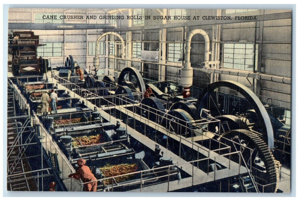 Cane Crusher And Grinding Rolls In Sugar House At Clewiston Florida FL Postcard