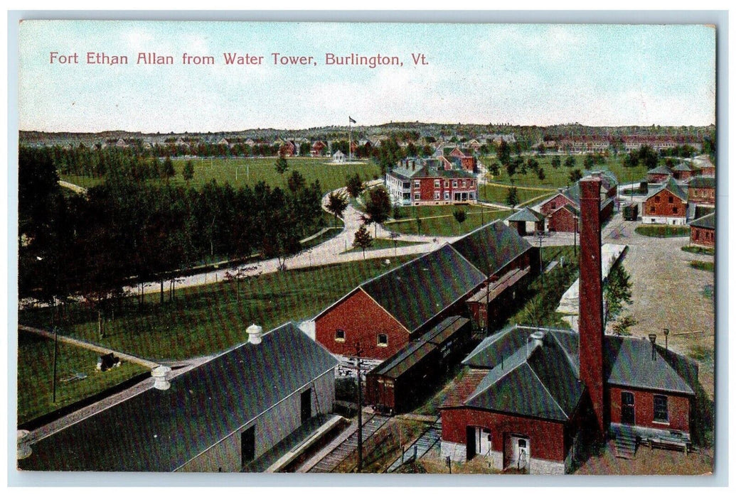 c1910 Birds Eye View Fort Ethan Allan Water Tower Burlington Vermont VT Postcard